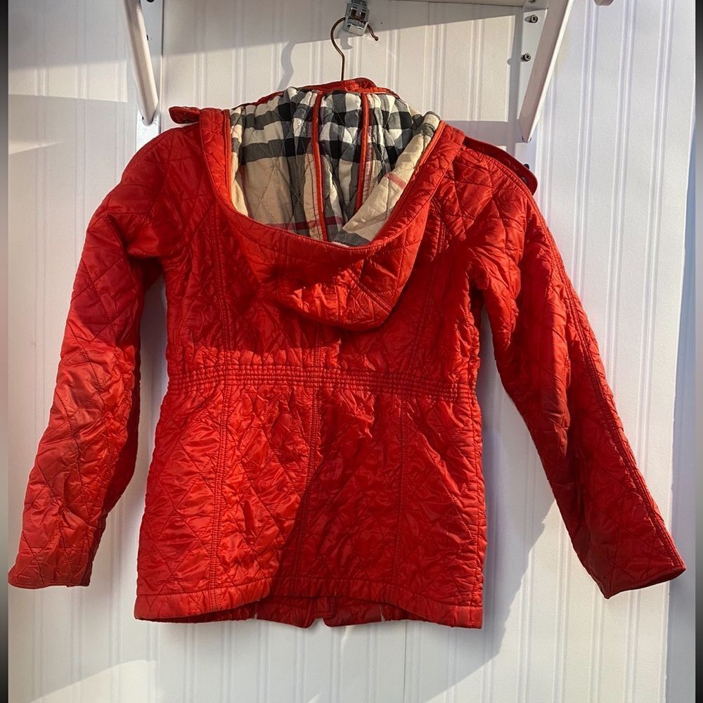 Burberry Kids Red Quilted Jacket with Hood Sz 12Y - Picture 3 of 13